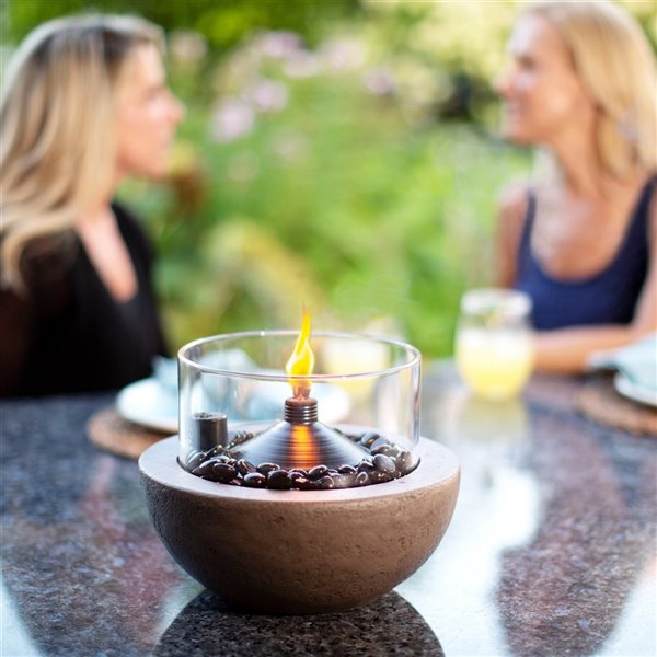 FireIsland 10.51-in Grey Portable Tabletop Faux Stone Citronella Fire ...