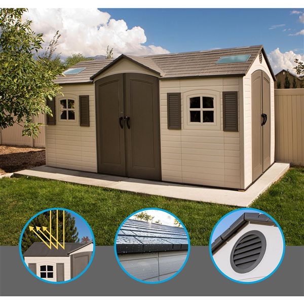 Small Rona Sheds Lifetime 15-ft x 8-ft Outdoor Storage Shed with Dual Side Entry 60079 ...